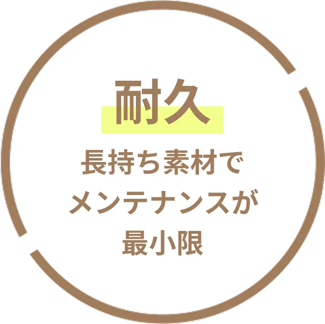 耐久　長持ち素材でメンテナンスが最小限